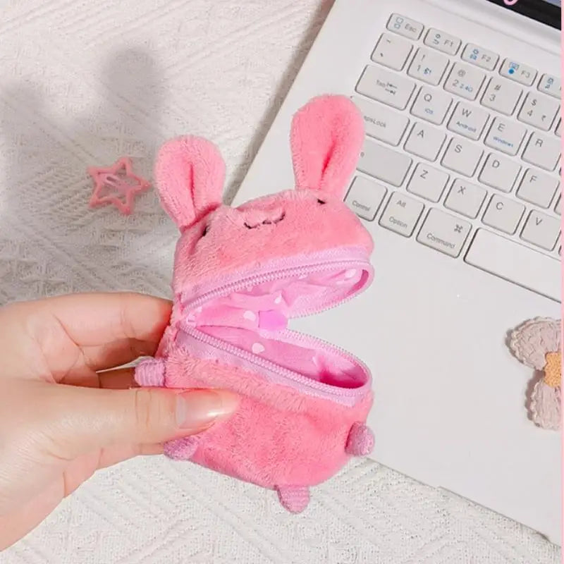 Mini Fluffy Rabbit Plush Coin Purse Keychain – Cute Pouch