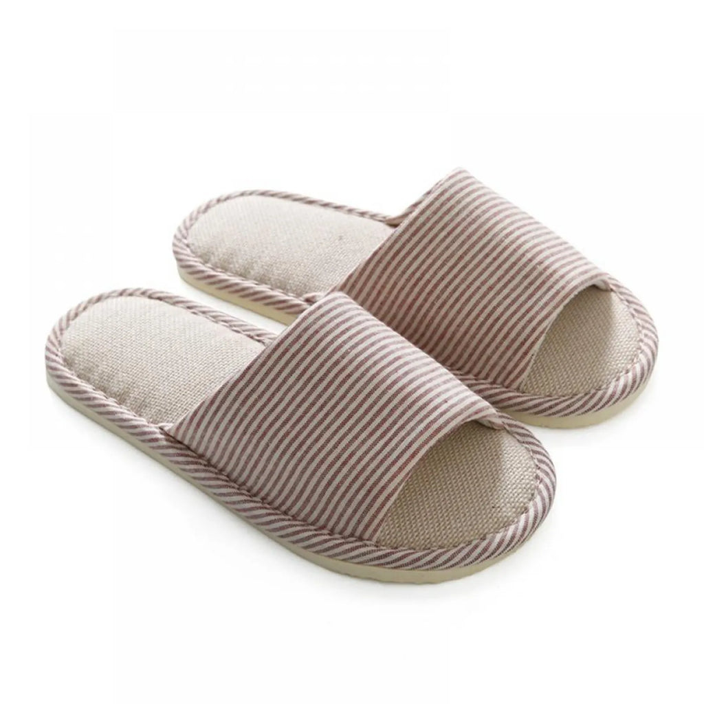 Linen Slippers Women Men Anti-Slip Breathable Indoor Slides