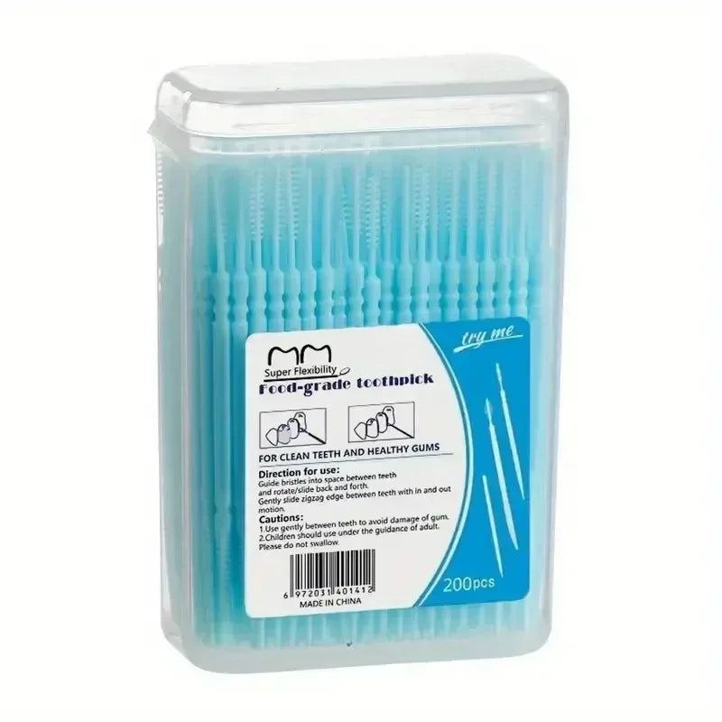 200-Pack Double-Ended Plastic Toothpicks & Interdental Brush