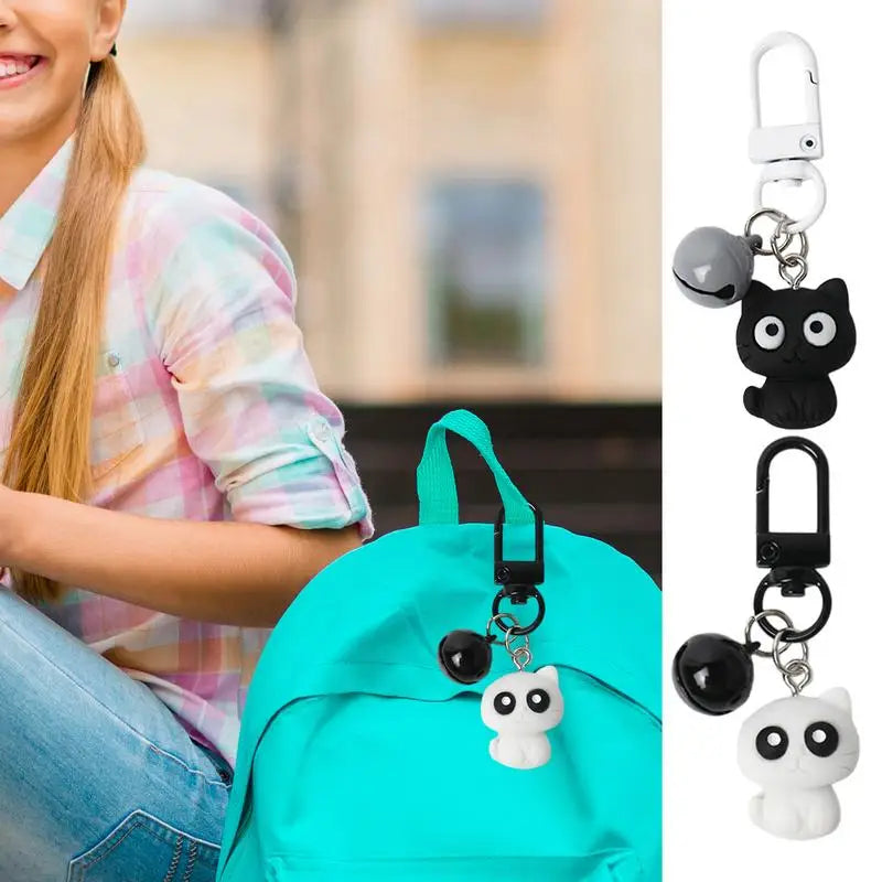 Cat Key Rings Car Keys Black White Keychain Charm Keyring Pendant