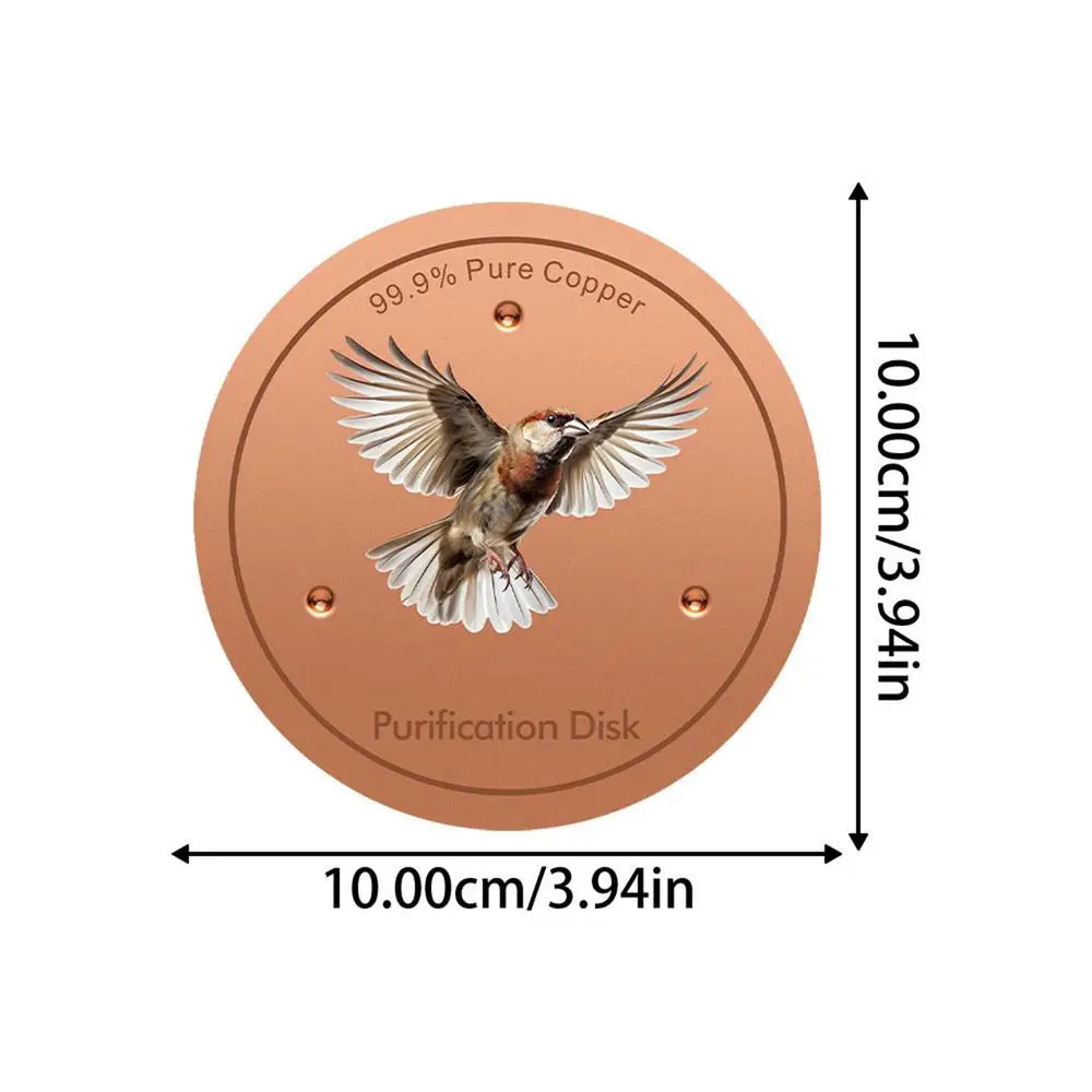 Copper Metal Bird Bath Purifier Disc | Triple-Point Support