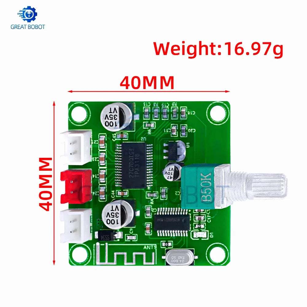 XH-A414 Bluetooth 5.0 Amplifier Board 50W+50W TPA3118D2 DC 12–24V