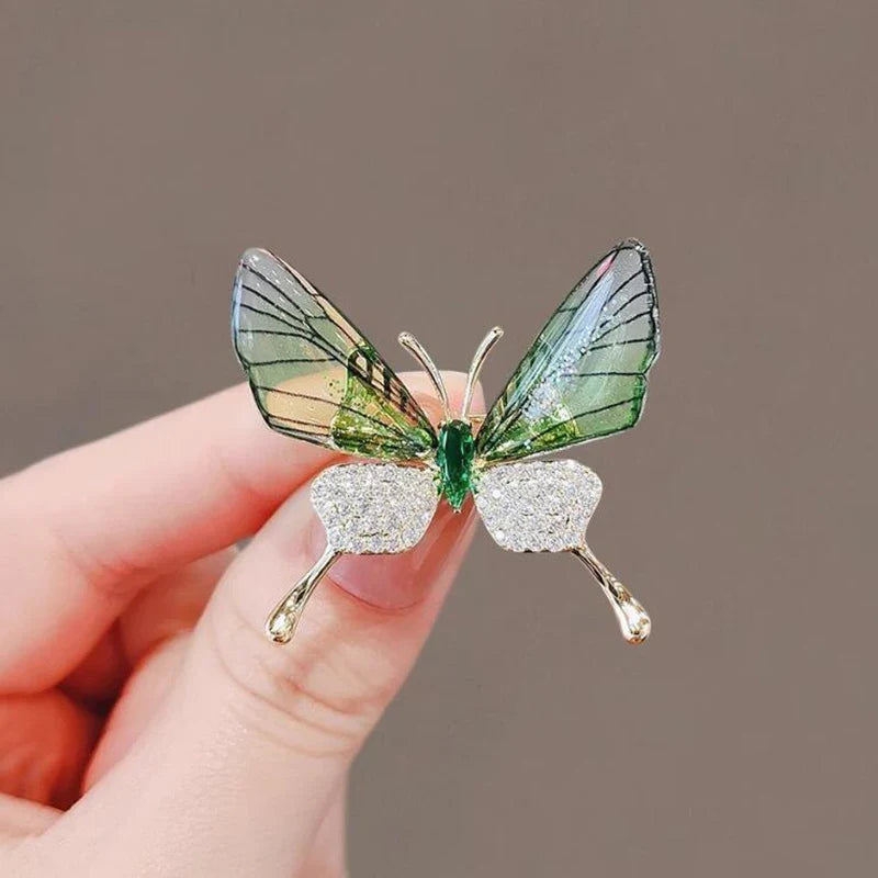Acrylic Butterfly Brooch – Rhinestone Pearl Clothing Pin