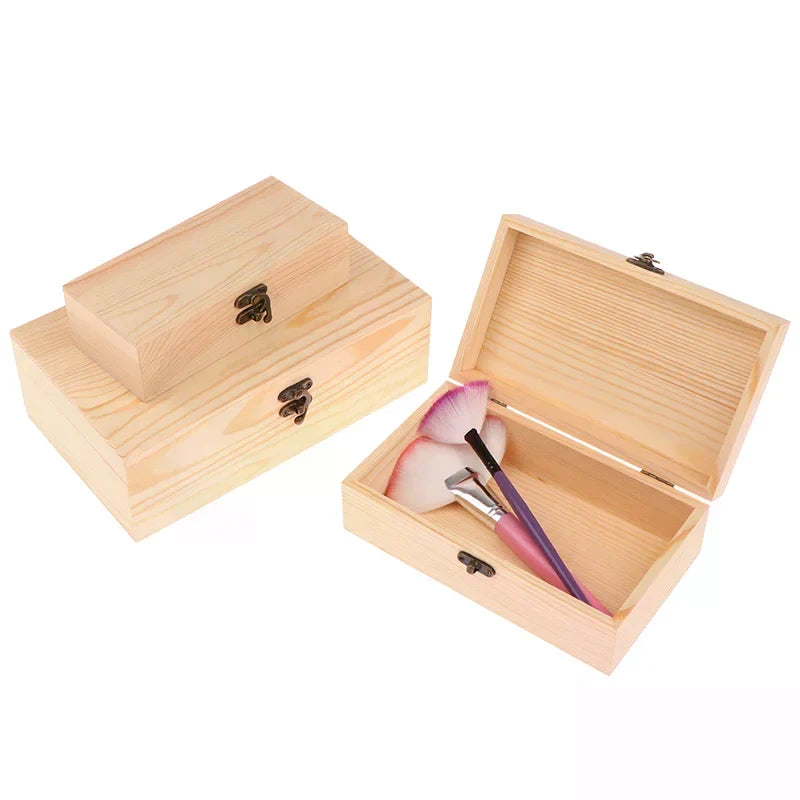 Rectangular Wooden Storage Box Organizer Case Simple Container