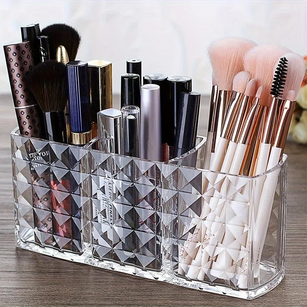 Acrylic Makeup Brush Holder & Desk Organizer – Set of 2
