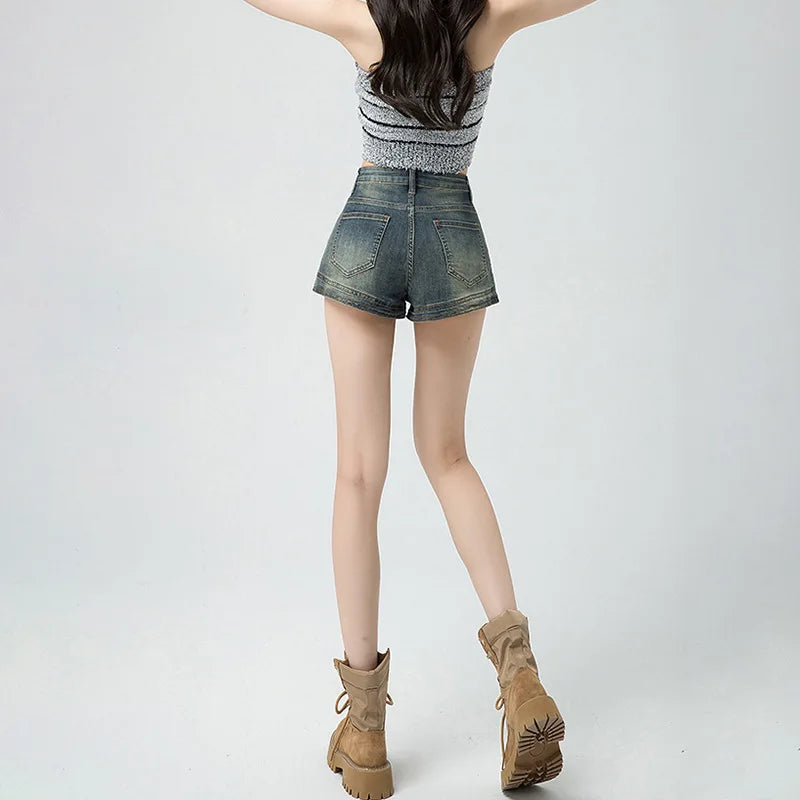 Women's High Waist Denim Shorts – Vintage Blue Streetwear