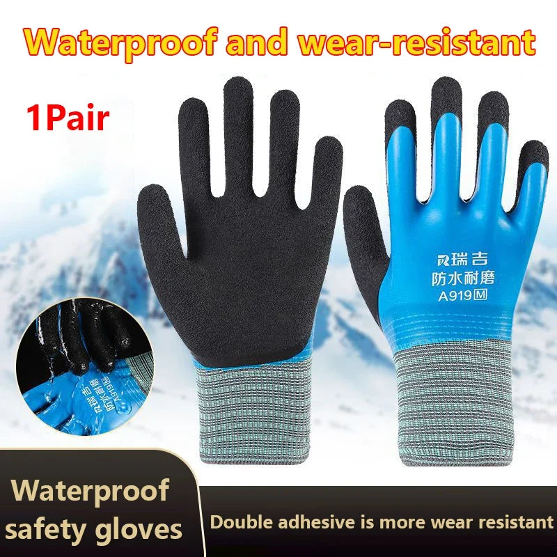 1Pair Winter Waterproof Work Safety Thermal Gloves Anti-slip Grip