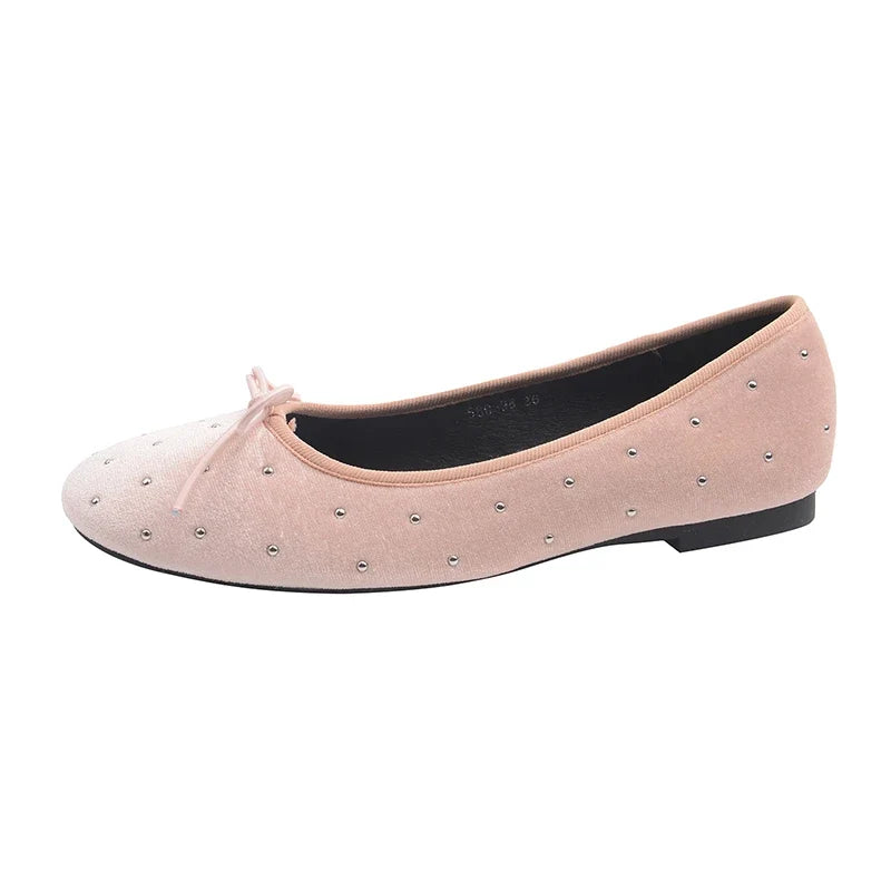 Vintage Suede Women's Ballet Flats – Slip-On Round Toe Shoes