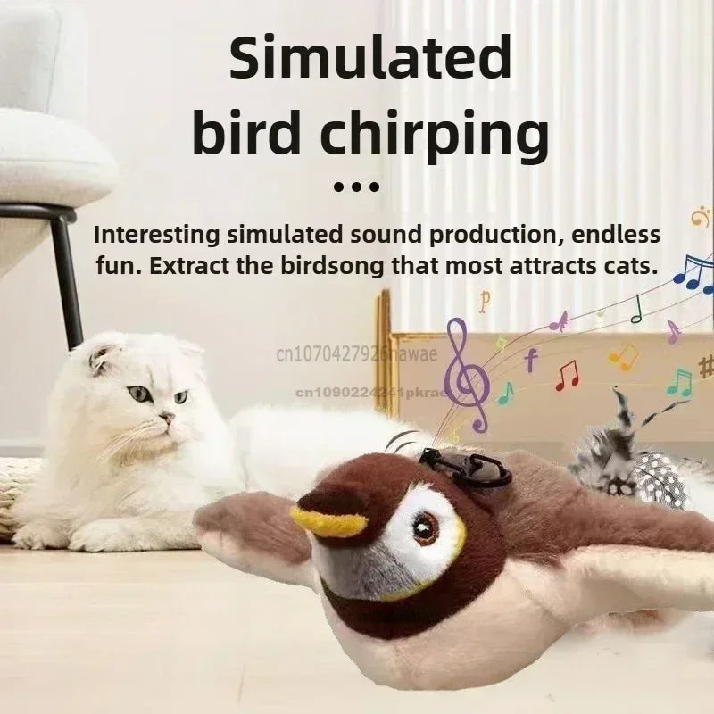 Interactive Electric Flapping Bird Cat Toy with Catnip & Chirping