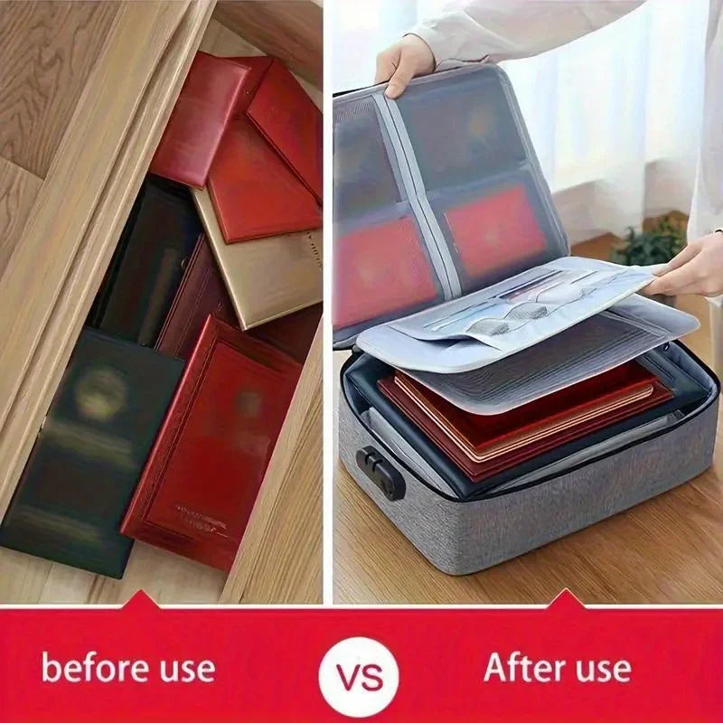 Document Storage Bag Lock Waterproof Office Large Capacity ID