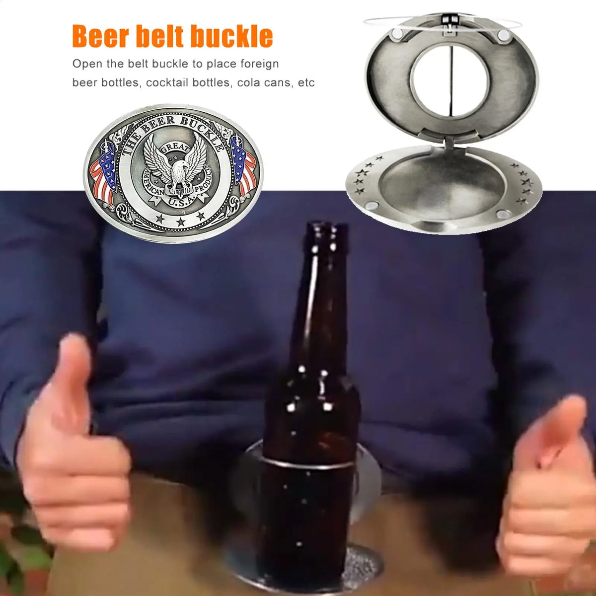 Beer Bottle Belt Clip Holder – Antique Bronze Metal Holster