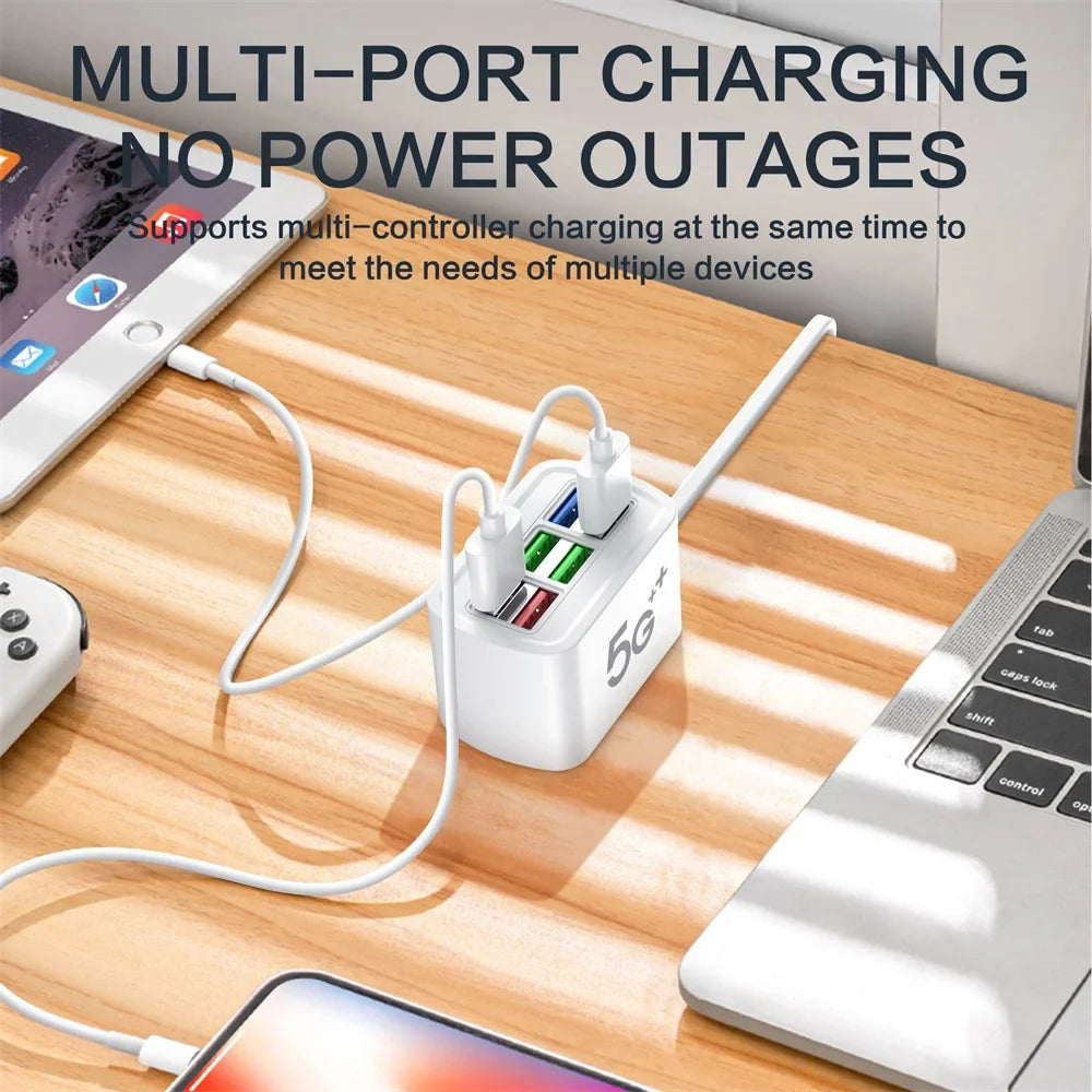 6-Port USB Fast Charger Power Strip | EU & US Plug, 15W