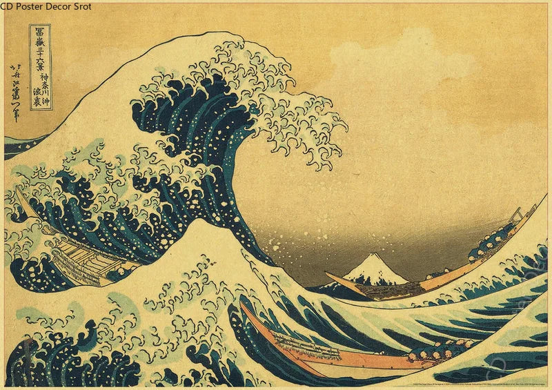 Japanese Landscape Retro Kraft Paper Poster | Vintage Wall Art