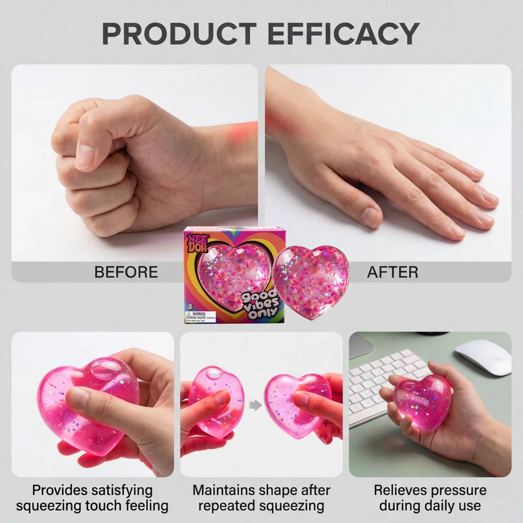 Squeeze Heart Squishy Fidget Toy | Soft TPR Sensory Ball Gift