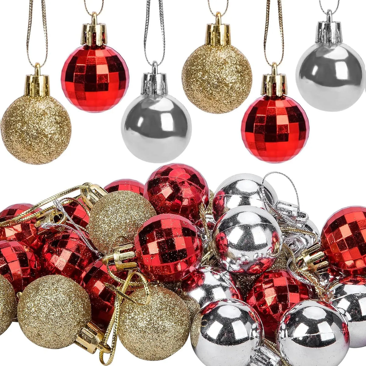 Christmas Balls Ornament Plastic Tree Gold Red Pink Ball Pendant