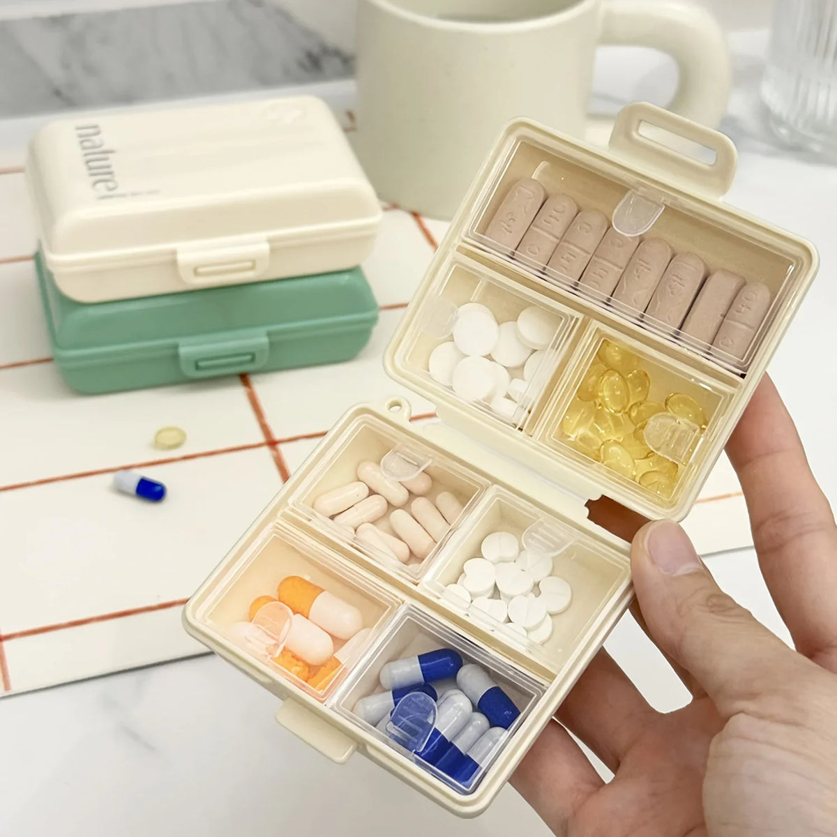 Japanese Portable Medicine Box Large Capacity Seven Days Week Pill