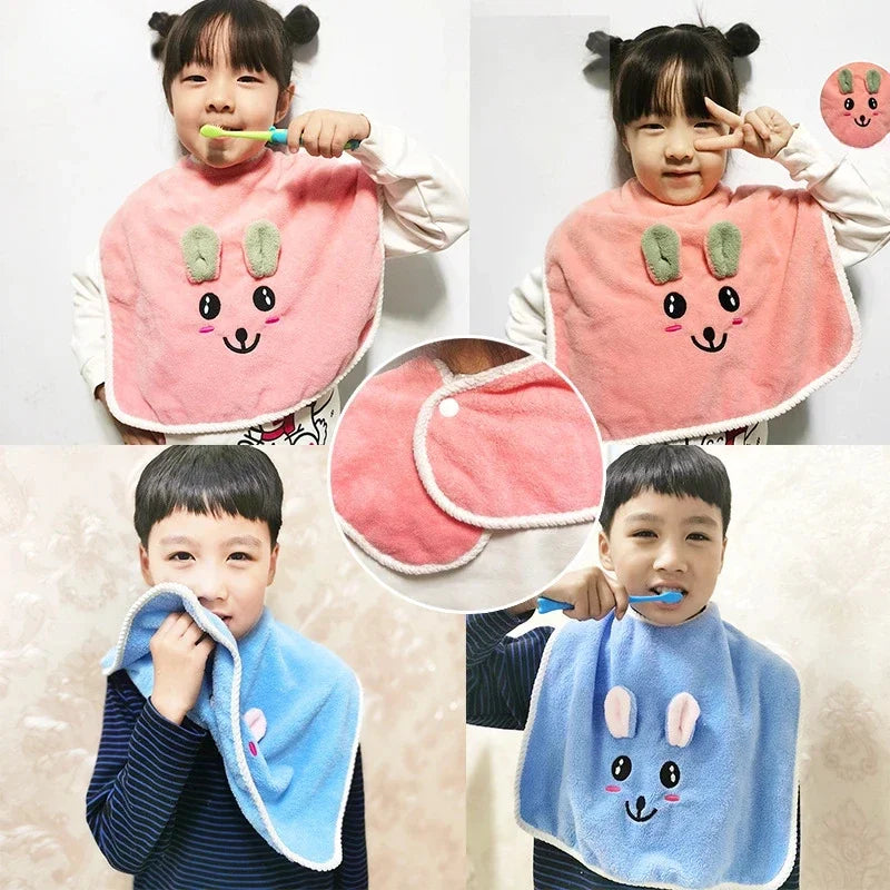 Kids Soft Cotton Bibs & Face Towels | Cartoon, Ages 1–8