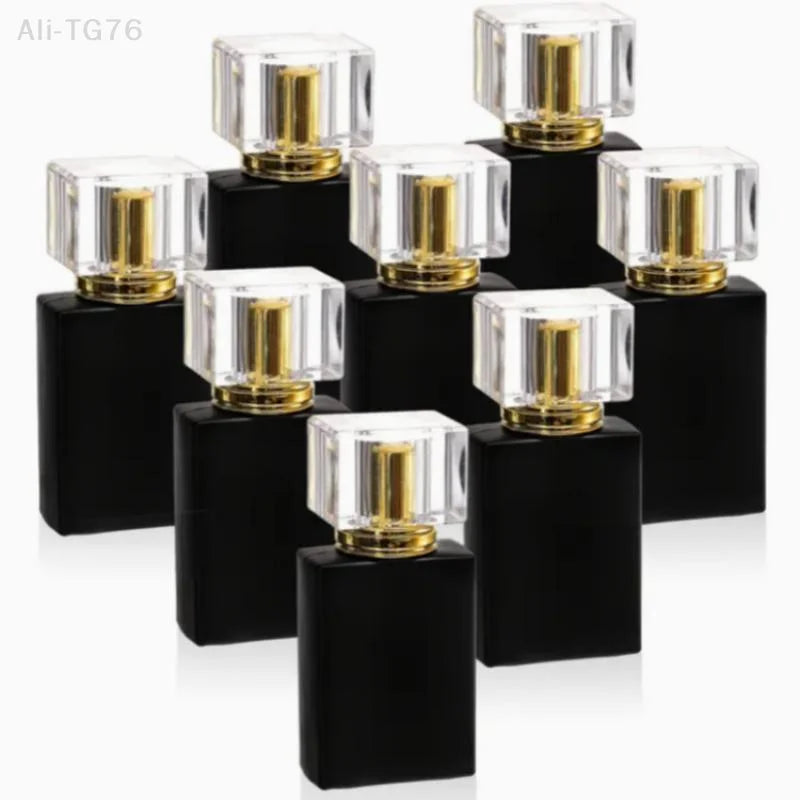 Matte Black Glass Perfume Spray Bottle 30ml 50ml Refillable