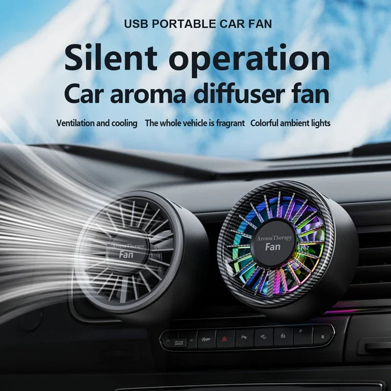 Lenovo 2-in-1 Car Vent Fan & Aroma Diffuser | RGB Light