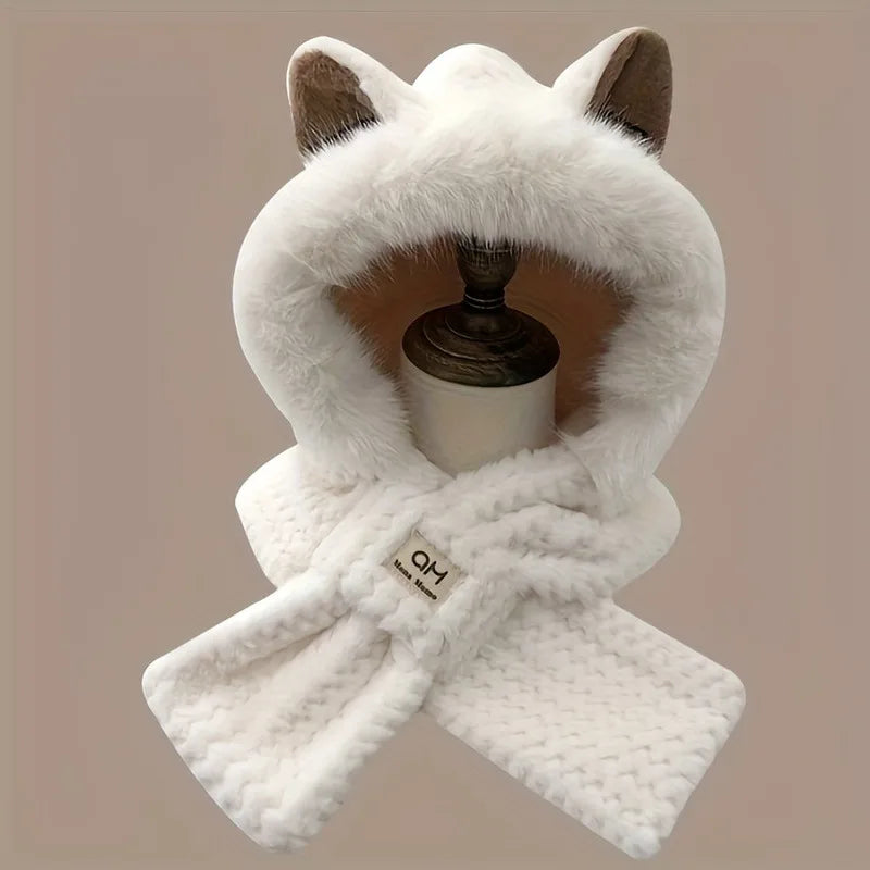 Women's Cat Ear Hat Pom-pom Soft Fleece Lined Winter Beanie Christmas