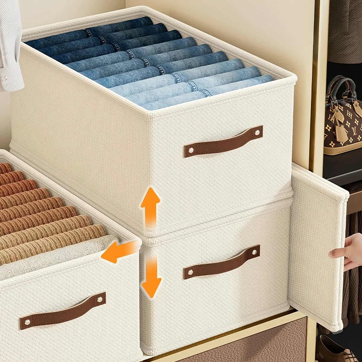 Oxford Fabric Storage Box with Handle – Clothes Organizer