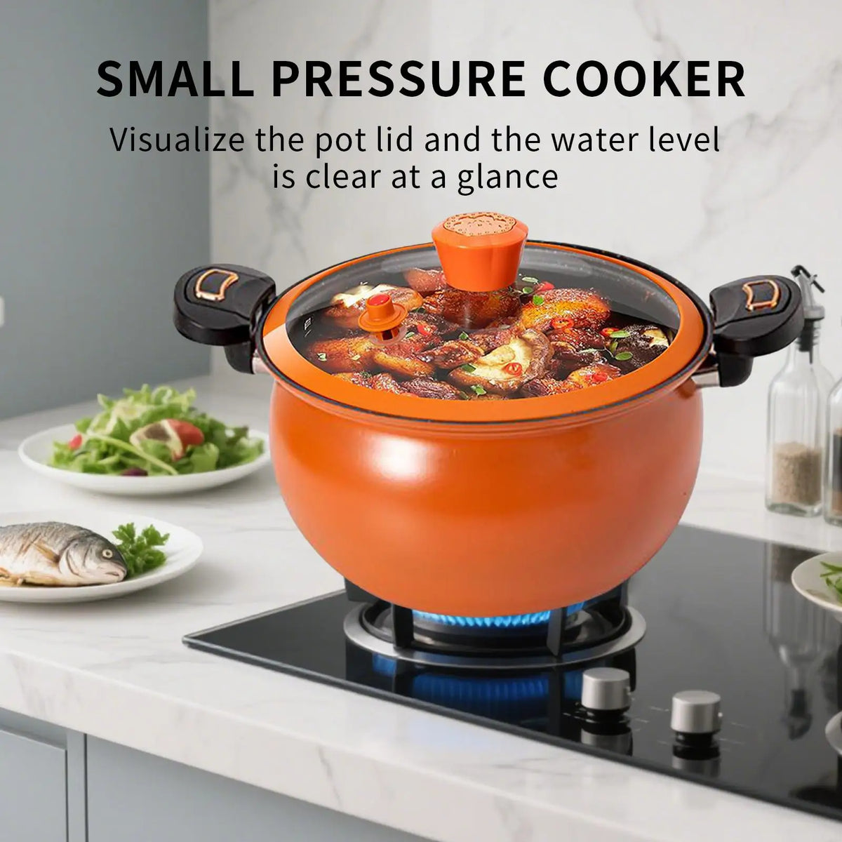 Pressure Cooker Cooking Pot Stew Fast Heating Non Stick See Through