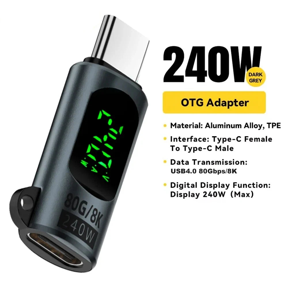 240W USB4 Type-C Adapter | 80Gbps, 8K, OTG, LED Display