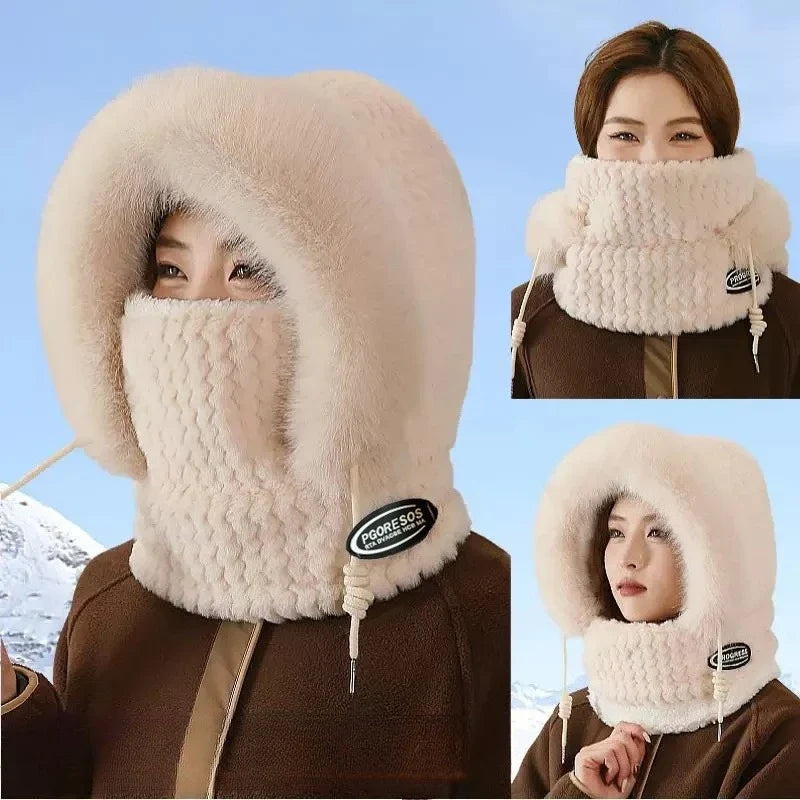 Women's Winter Thermal Hat Hood Scarf & Mask | Windproof