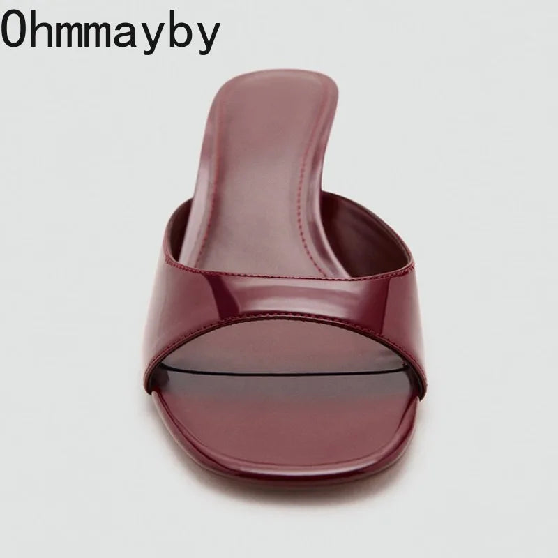 Women's Open Toe Square Heel Slides – Summer Dress Slippers