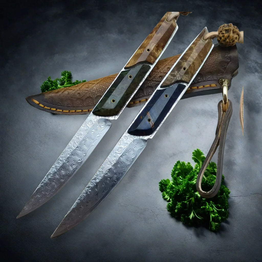 Damascus Steel Fruit Knife – SKD-11 Blade & Wood Handle