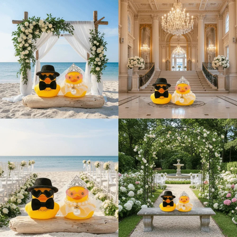 Bride & Groom Duck Ornament Set | Wedding Favors & Decor