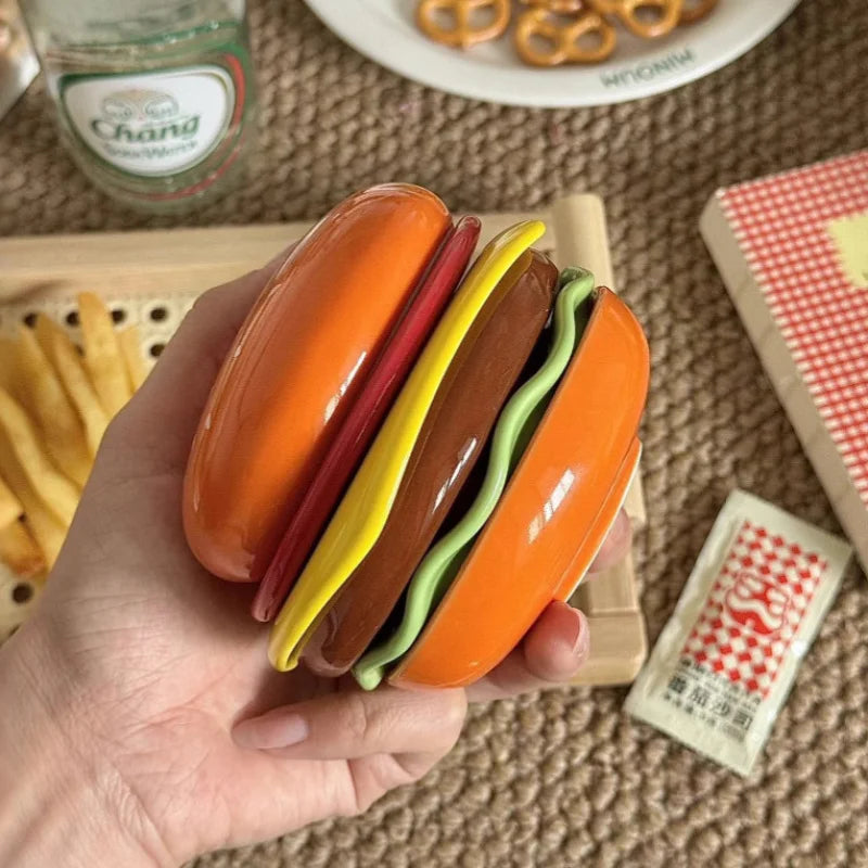 Hamburger Shaped Bone Dish & Dipping Plate Set | Fun Dinnerware