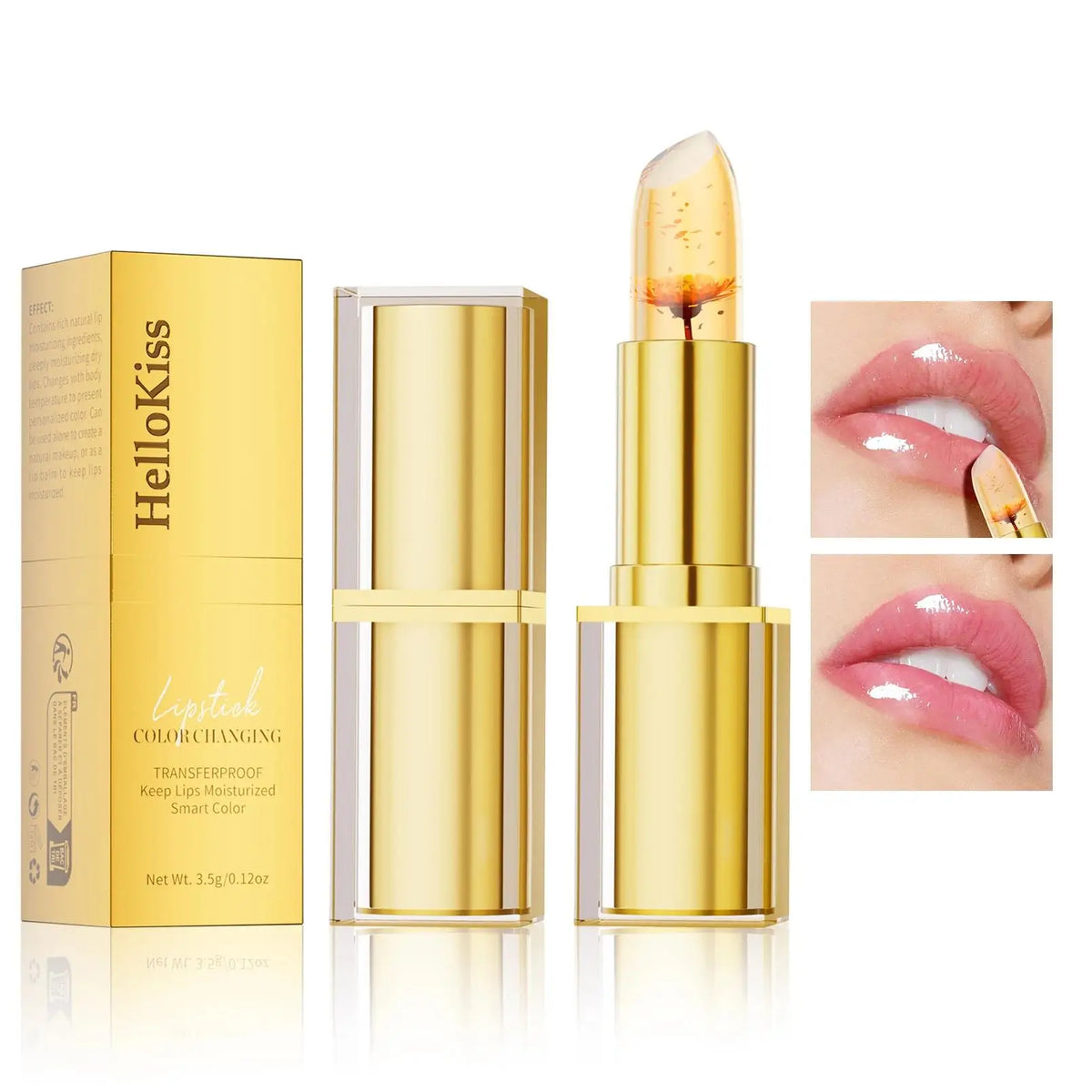 Hello Kiss Gold Foil Color-Change Plumping Lip Balm – Vegan