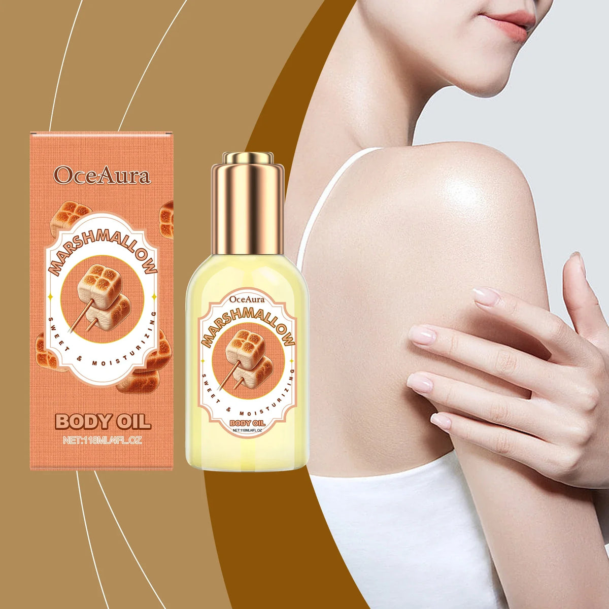 OceAura Marshmallow Body Oil – Sweet Caramel Scented Moisturizer