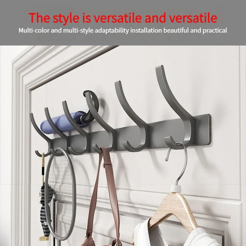 YUNJIEYA 6-Hook Aluminum Wall Hanger | Black White Gun Grey