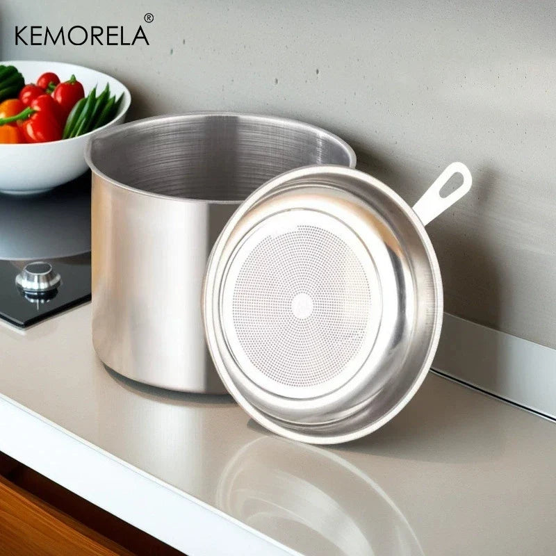 KEMORELA Stainless Steel Oil Filter Pot 1.1/1.3L with Strainer