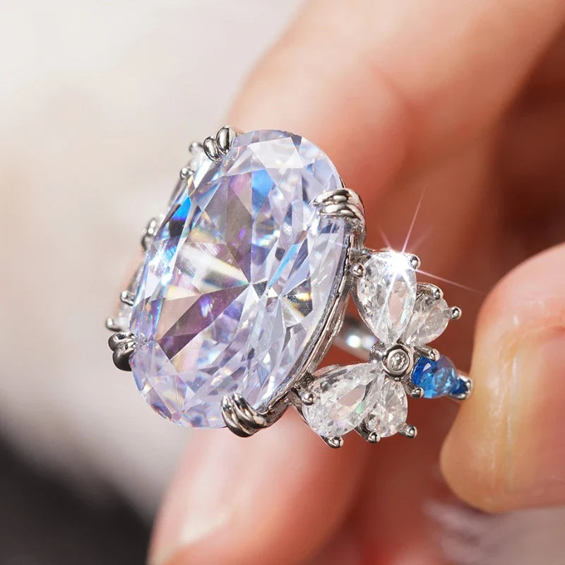 Huitan Oval CZ Butterfly Ring – Cocktail & Wedding Jewelry