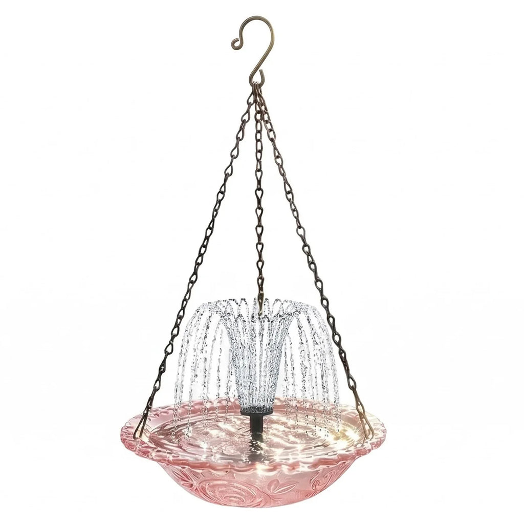 Solar Fountain Hanging Bird Bath Wildlife Feeder Bowl Powered Pump