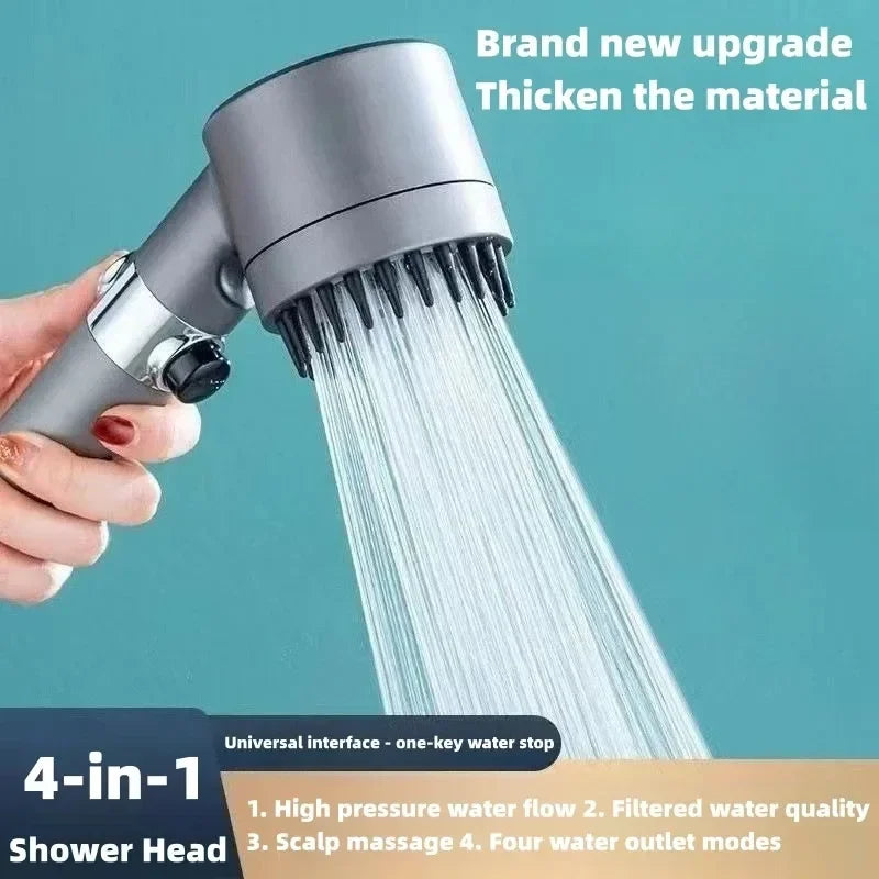 High Pressure Handheld Shower Head – 4 Modes, Water Saving