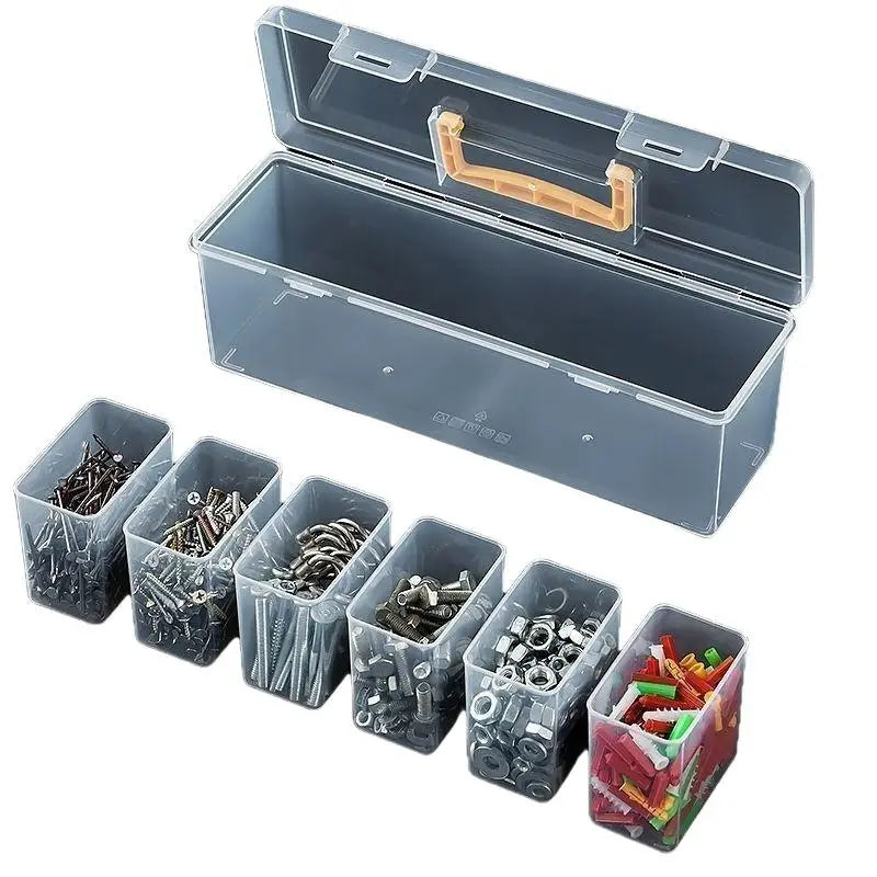 Multi-Compartment Transparent Tool Organizer Storage Box