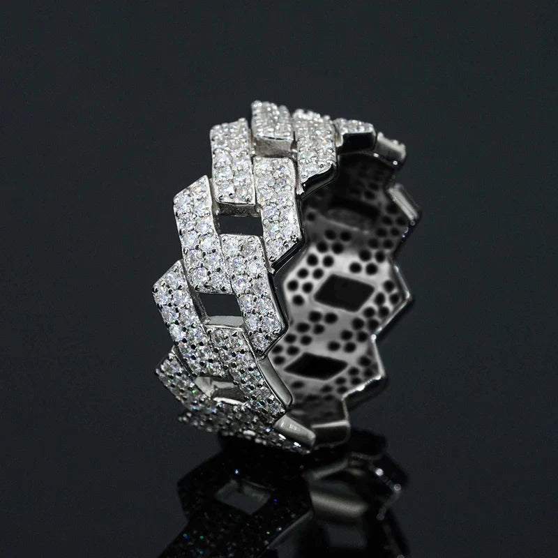Huitan Silver Chain Ring – Micro Pavé Cubic Zirconia Women