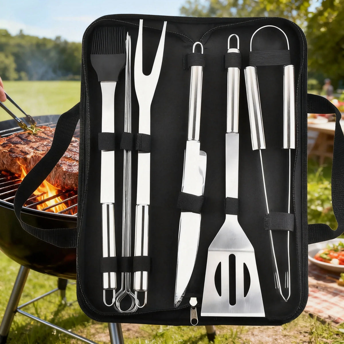 Stainless Steel BBQ Tool Set – 6-8 Piece Grill Kit