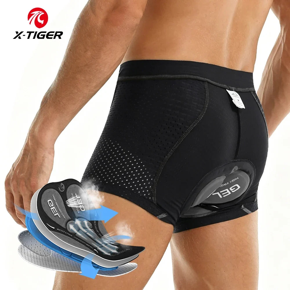 X-TIGER Men's 5D Gel Padded MTB Cycling Boxer Shorts