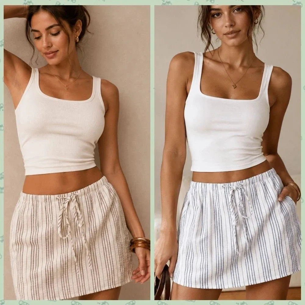 Women's Drawstring Mini Shorts – High Waist Casual Beach Shorts