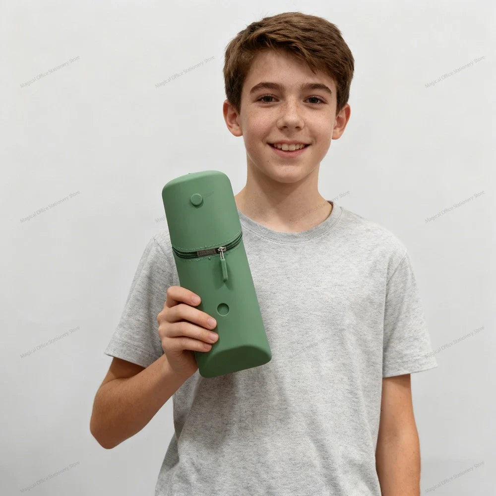 Foldable Silicone Pencil Case Large Capacity Expandable Pen Holder