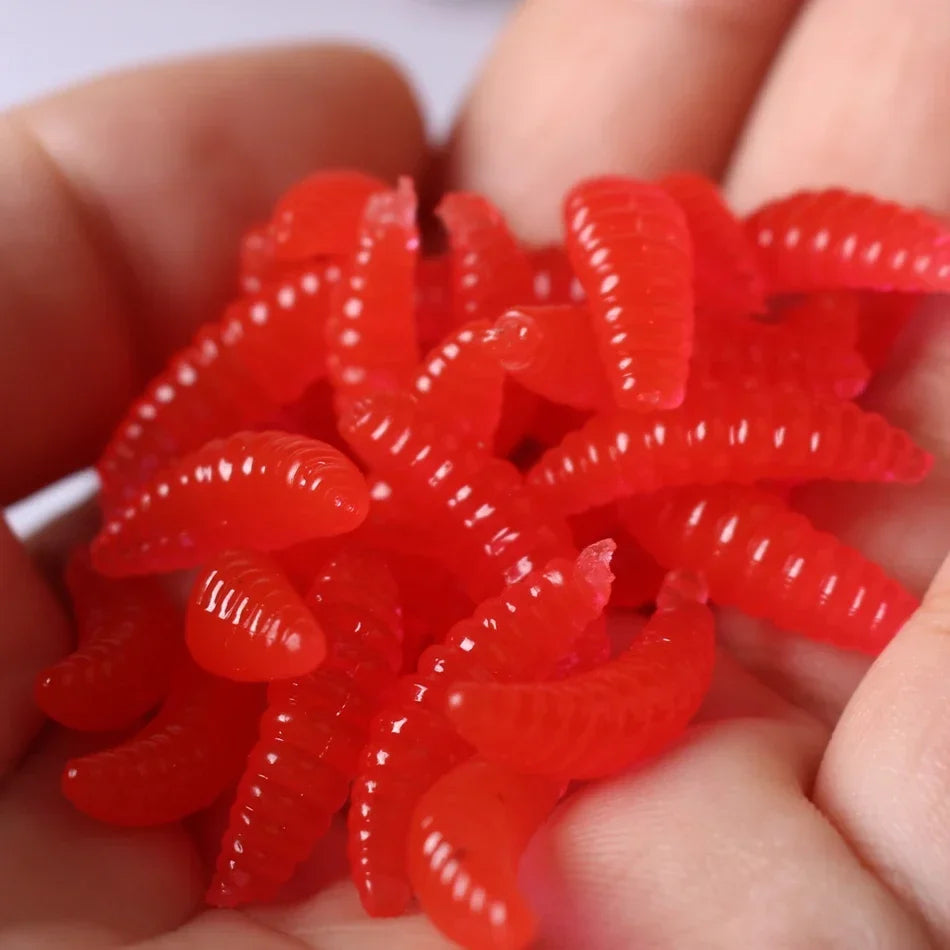 Bread Scent Soft Silicone Grub Lures Lifelike Artificial Maggot Worms