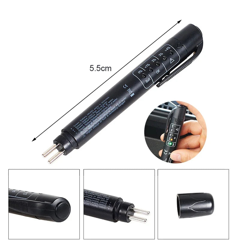 Brake Fluid Tester Pen – DOT 3/4/5 LED Moisture Checker