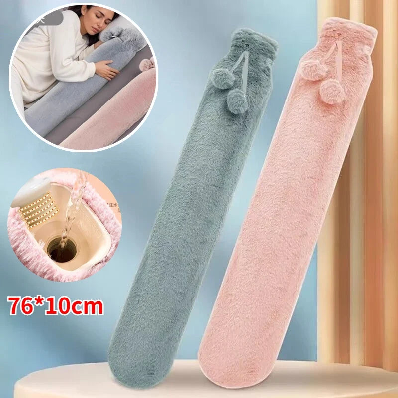 Extra Long 76cm Hot Water Bottle – Plush Faux Fur Body Warmer