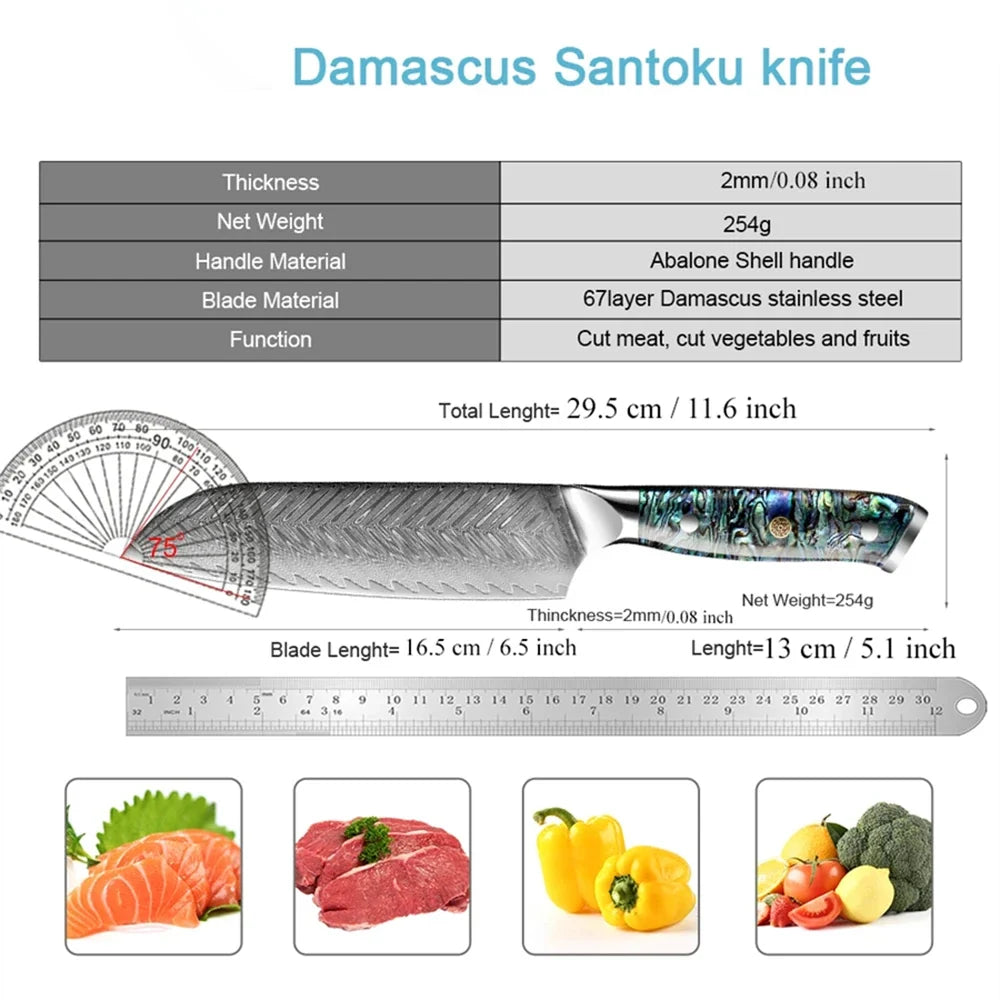 Santoku Knife – 67-Layer Damascus Steel Kitchen Knife