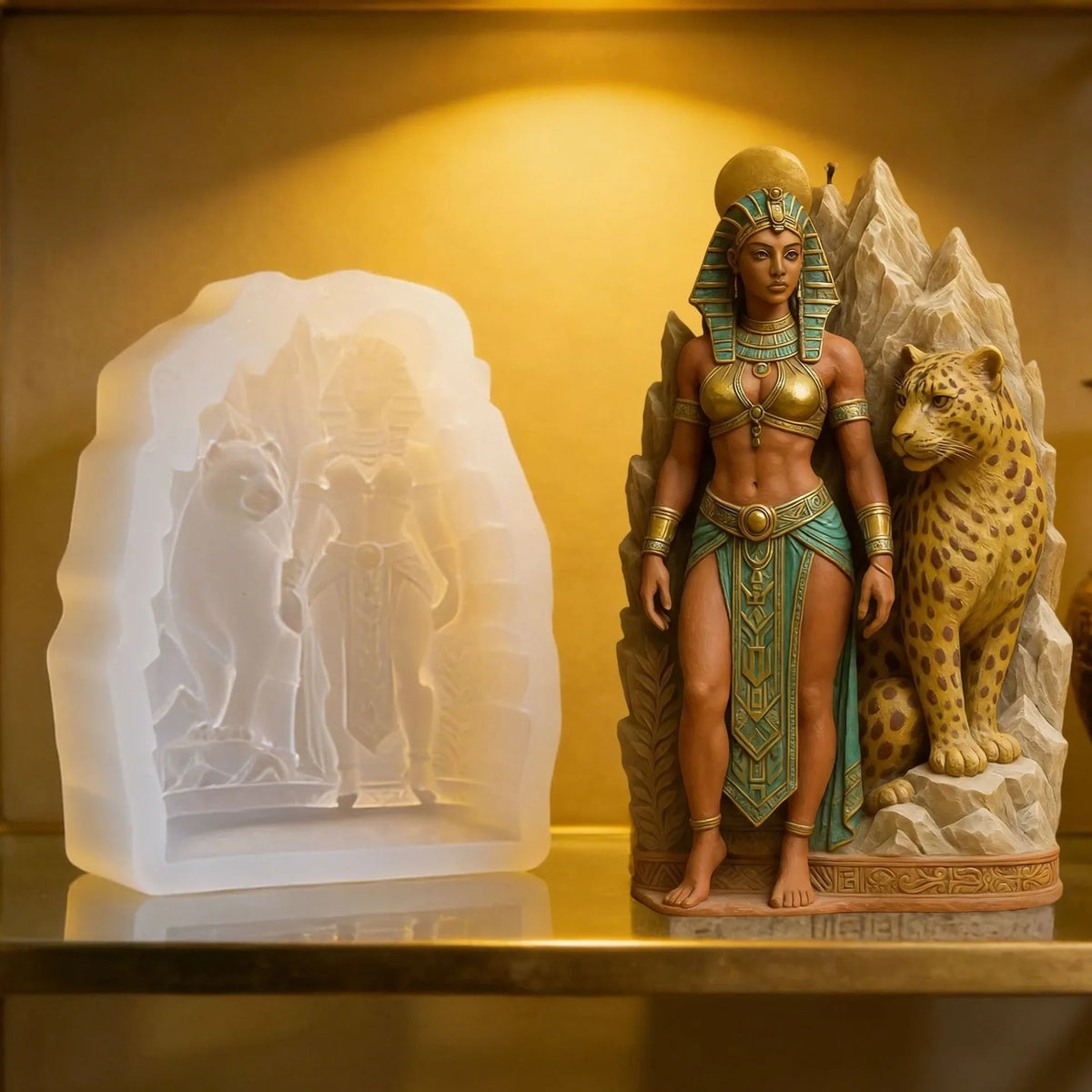 3D Egyptian Queen Leopard Silicone Mold Candle Soap Resin Craft Mould